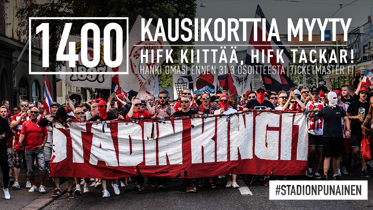 HIFK:n kausikorttimyynti Ticketmasterin verkkokaupasta päättyy tänään