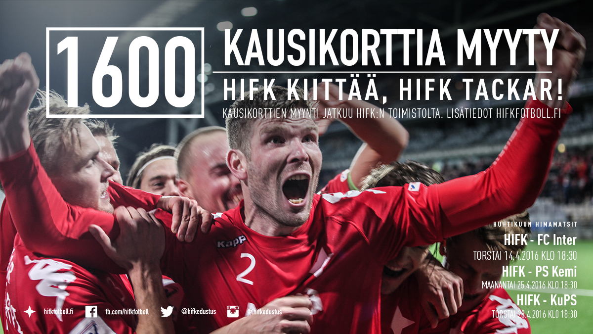HIFK myynyt yli 1 600 kausikorttia – ensimmäinen kotiottelu torstaina vs. FC Inter