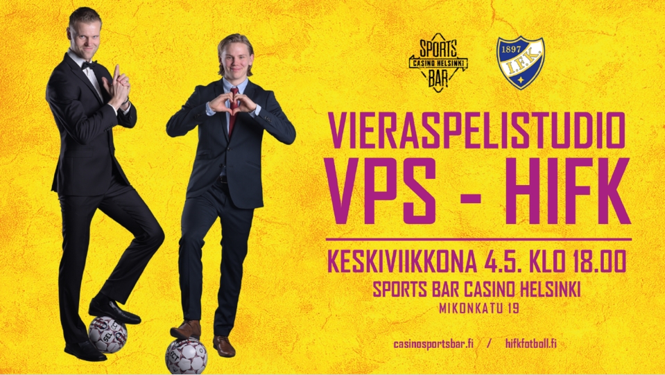 Kauden ensimmäinen Vieraspelistudio keskiviikkona Sports Bar Casino Helsingissä