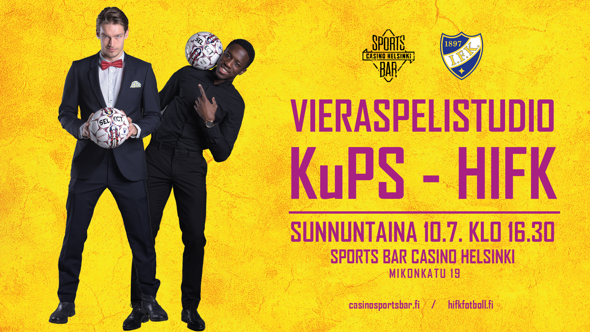 KuPS-HIFK ottelun Vieraspelistudio sunnuntaina 10.7. kello 16.30