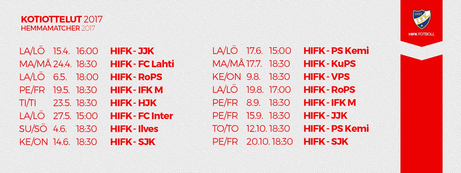 HIFK:n kotiotteluiden pääsyliput myyntiin perjantaina 17. maaliskuuta